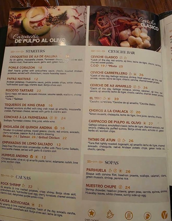 Pisco Peruvian Gastrobar - Orlando Restaurant Menu | Updated Prices ...
